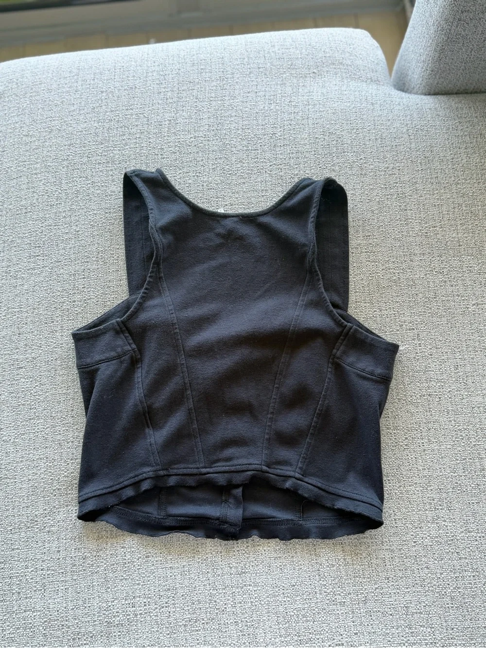 Free People‎ Black Corset-Style Cropped Tank with Button Front